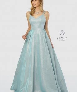 Prom Glitter Ballgown With Crisscross Back By Nox Anabel E228