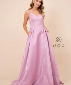 Prom Glitter Ballgown With Crisscross Back By Nox Anabel E228