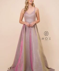 Prom Glitter Ballgown With Crisscross Back By Nox Anabel E228