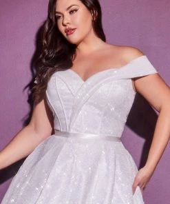 Prom Glitter Bridal Ball Gown By Cinderella Divine CD214W