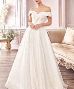 Prom Glitter Bridal Ball Gown By Cinderella Divine CD214W