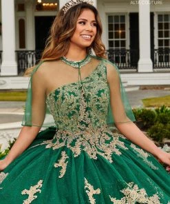 Mary's Bridal Glitter Cape Quinceanera Dress By Alta Couture MQ3097 Quinceañera
