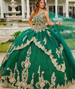 Mary's Bridal Glitter Cape Quinceanera Dress By Alta Couture MQ3097 Quinceañera