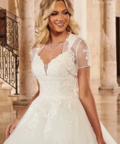 Mary's Bridal Ball Gowns Collection Glitter Cape Wedding Ball Gown By Mary's Bridal MB6090 Wedding Dresses