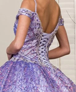 Glitter Cold Shoulder Ball Gown By Elizabeth K GL1928