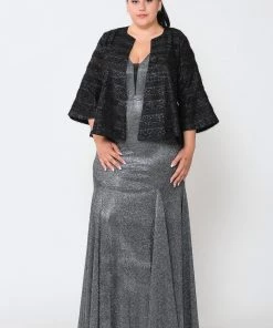 Poly USA Plus Size Mother Of The Bride Dresses Glitter Embellished Plus Size Evening Jacket By Poly USA JK1902 26 Poly USA Plus Size Mother Of The Bride Dresses Glitter Embellished Plus Size Evening Jacket By Poly USA JK1902