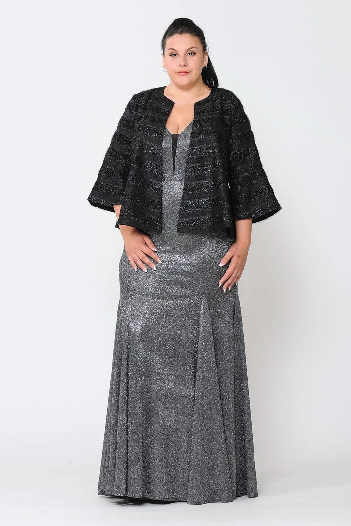 Poly USA Plus Size Mother Of The Bride Dresses Glitter Embellished Plus Size Evening Jacket By Poly USA JK1902 13 Poly USA Plus Size Mother Of The Bride Dresses Glitter Embellished Plus Size Evening Jacket By Poly USA JK1902