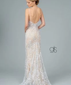Glitter Embroidered Long Fitted V-Neck Dress By Elizabeth K GL2990 Prom 20 Glitter Embroidered Long Fitted V-Neck Dress By Elizabeth K GL2990 Prom