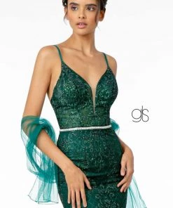 Glitter Embroidered Long Fitted V-Neck Dress By Elizabeth K GL2990 Prom 15 Glitter Embroidered Long Fitted V-Neck Dress By Elizabeth K GL2990 Prom