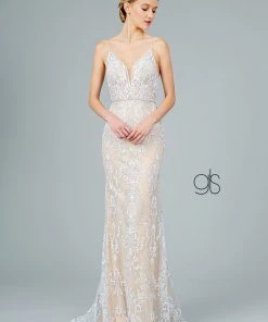 Glitter Embroidered Long Fitted V-Neck Dress By Elizabeth K GL2990 Prom 19 Glitter Embroidered Long Fitted V-Neck Dress By Elizabeth K GL2990 Prom