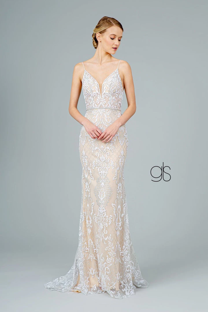 Glitter Embroidered Long Fitted V-Neck Dress By Elizabeth K GL2990 Prom 9 Glitter Embroidered Long Fitted V-Neck Dress By Elizabeth K GL2990 Prom