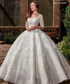 Mary's Bridal Ball Gowns Collection Glitter Lace Wedding Ball Gown By Mary's Bridal MB6076 Wedding Dresses