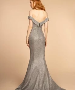 Glitter Long Off The Shoulder Dress By Elizabeth K GL2562 Prom