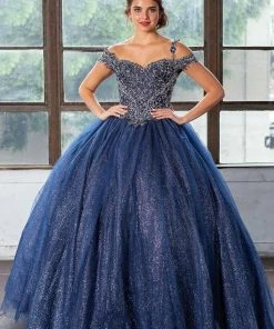 Calla Collection Glitter Off Shoulder Ball Gown With Embroidered Bodice 13 Calla Collection Glitter Off Shoulder Ball Gown With Embroidered Bodice