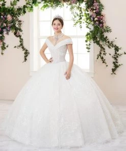 Quinceañera Glitter Off Shoulder Quinceanera Dress By House Of Wu 26957