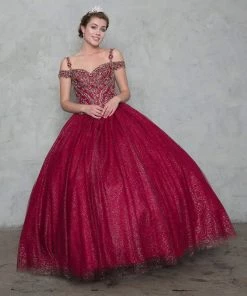 Calla Collection Glitter Off Shoulder Ball Gown With Embroidered Bodice 14 Calla Collection Glitter Off Shoulder Ball Gown With Embroidered Bodice