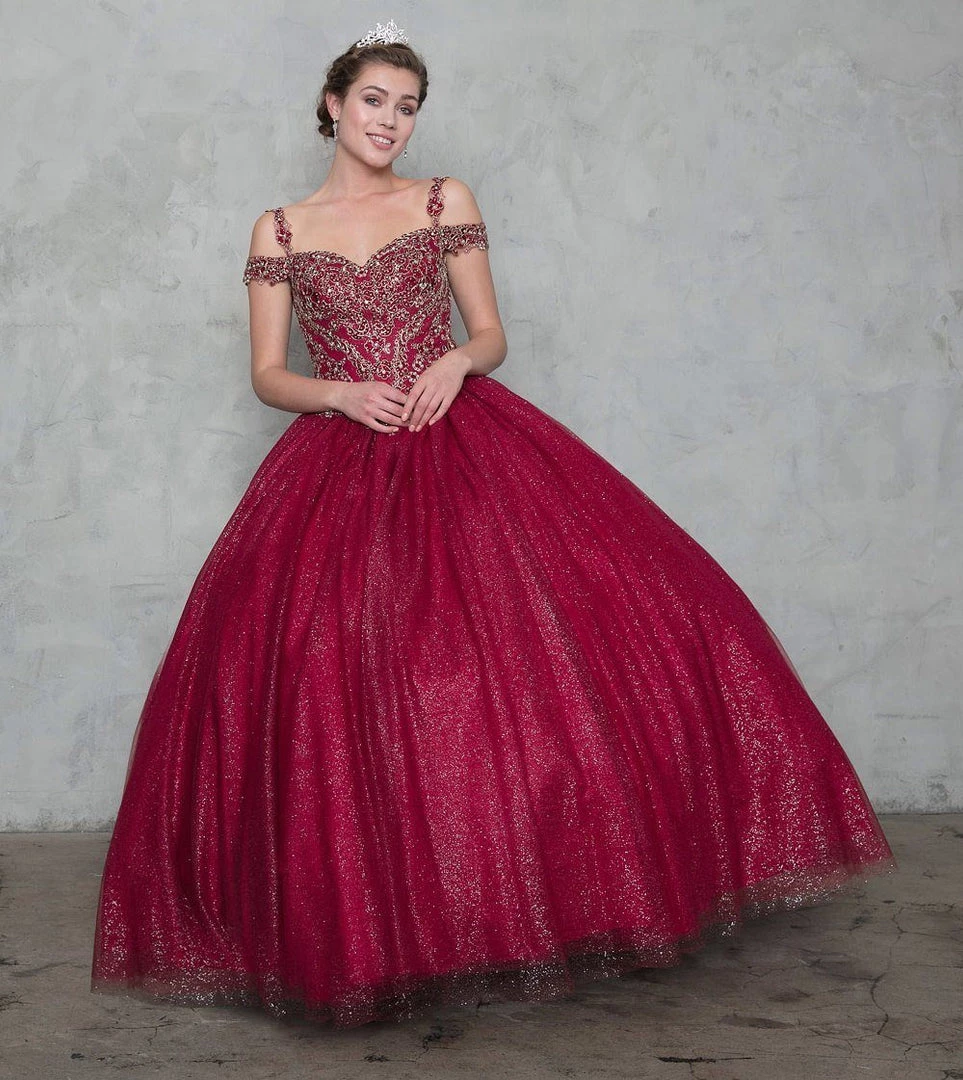 Calla Collection Glitter Off Shoulder Ball Gown With Embroidered Bodice 6 Calla Collection Glitter Off Shoulder Ball Gown With Embroidered Bodice