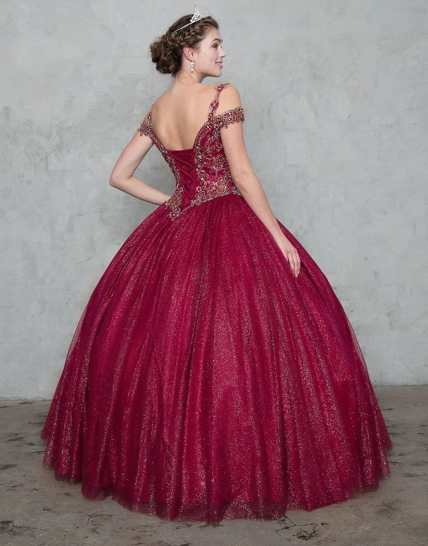 Calla Collection Glitter Off Shoulder Ball Gown With Embroidered Bodice 4 Calla Collection Glitter Off Shoulder Ball Gown With Embroidered Bodice