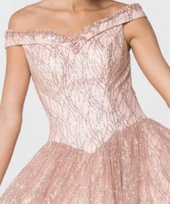 Glitter Pattern Off The Shoulder Ball Gown By Elizabeth K GL2832