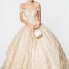 Glitter Pattern Off The Shoulder Ball Gown By Elizabeth K GL2832