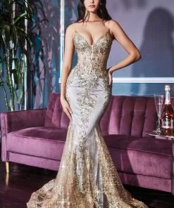Glitter Print Mermaid Dress By Cinderella Divine J810 25 Glitter Print Mermaid Dress By Cinderella Divine J810