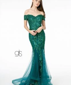 Prom Glitter Print Mermaid Gown With Cutout Back By Elizabeth K GL1823