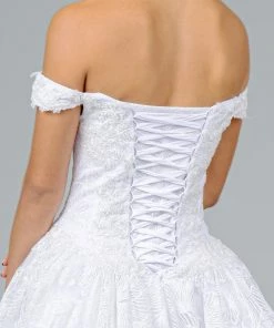 Glitter Print Off Shoulder Ball Gown By Elizabeth K GL1820 22 Glitter Print Off Shoulder Ball Gown By Elizabeth K GL1820