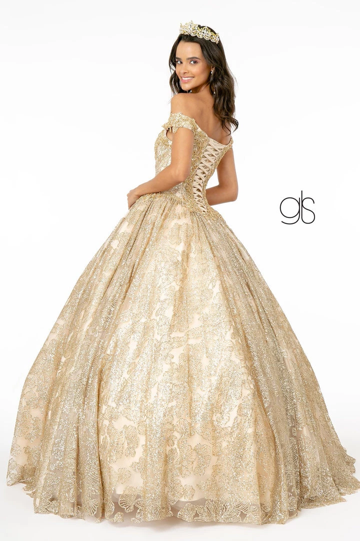 Glitter Print Off Shoulder Ball Gown By Elizabeth K GL1820 4 Glitter Print Off Shoulder Ball Gown By Elizabeth K GL1820