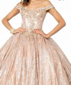 Glitter Print Off Shoulder Ball Gown By Elizabeth K GL1820 18 Glitter Print Off Shoulder Ball Gown By Elizabeth K GL1820