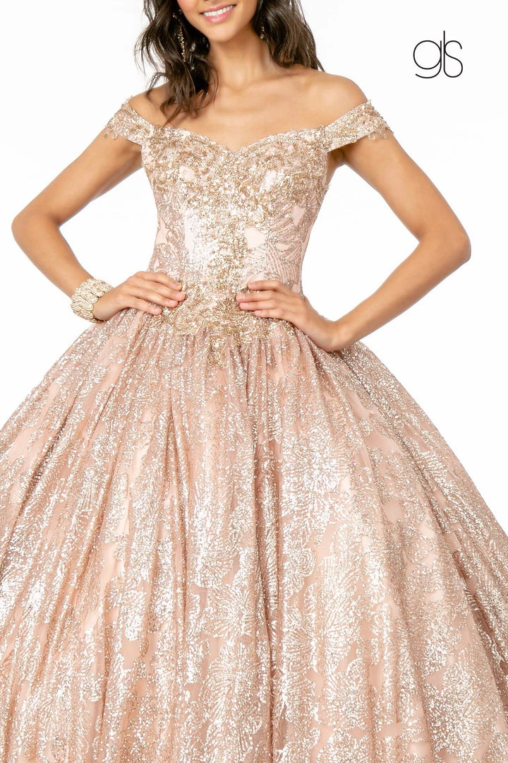 Glitter Print Off Shoulder Ball Gown By Elizabeth K GL1820 8 Glitter Print Off Shoulder Ball Gown By Elizabeth K GL1820