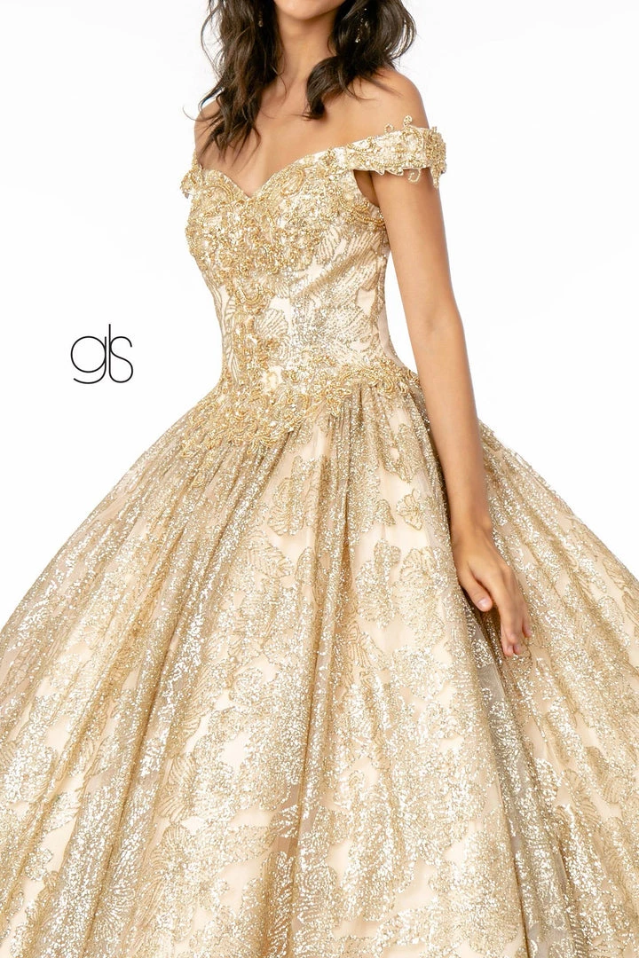 Glitter Print Off Shoulder Ball Gown By Elizabeth K GL1820 5 Glitter Print Off Shoulder Ball Gown By Elizabeth K GL1820