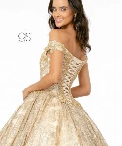 Glitter Print Off Shoulder Ball Gown By Elizabeth K GL1820 16 Glitter Print Off Shoulder Ball Gown By Elizabeth K GL1820
