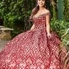 Quinceañera Glitter Print Off Shoulder Quinceanera Dress By Mary's Bridal MQ2088