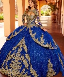 Quinceañera Glitter Print Quinceanera Dress By Mary's Bridal MQ1106