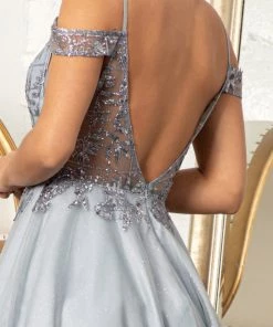 Glitter Print Short Cold Shoulder Dress By Elizabeth K GS1997 Prom