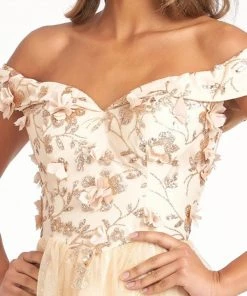 Glitter Print Short Off Shoulder Dress By Elizabeth K GS1978