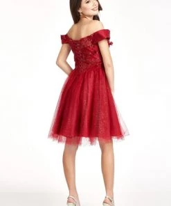 Glitter Print Short Off Shoulder Dress By Elizabeth K GS1978