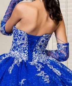 Glitter Print Strapless Ball Gown By Elizabeth K GL1943