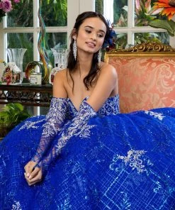 Glitter Print Strapless Ball Gown By Elizabeth K GL1943