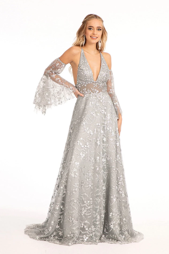 Glitter Print V-Neck Gown By Elizabeth K GL3002 Prom 7 Glitter Print V-Neck Gown By Elizabeth K GL3002 Prom