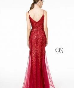 Prom Glitter Sequined V-Neck Mermaid Gown By Elizabeth K GL2939