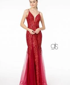 Prom Glitter Sequined V-Neck Mermaid Gown By Elizabeth K GL2939