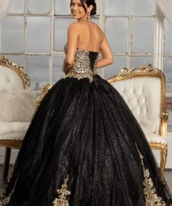 Glitter Strapless Ball Gown By Elizabeth K GL3022