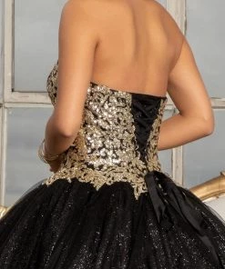 Glitter Strapless Ball Gown By Elizabeth K GL3022