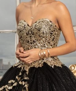 Glitter Strapless Ball Gown By Elizabeth K GL3022