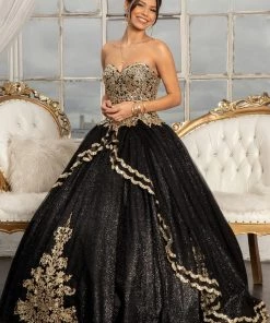 Glitter Strapless Ball Gown By Elizabeth K GL3022