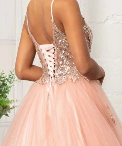 Glitter V-Neck Ball Gown By Elizabeth K GL3021