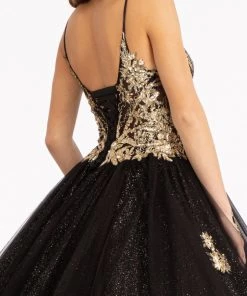 Glitter V-Neck Ball Gown By Elizabeth K GL3021