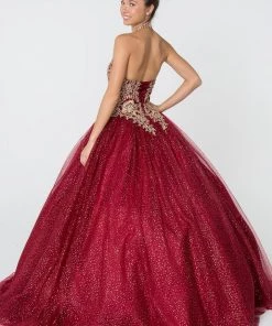 Gold Applique Halter Ball Gown With Glitter Skirt By Elizabeth K GL2805 15 Gold Applique Halter Ball Gown With Glitter Skirt By Elizabeth K GL2805