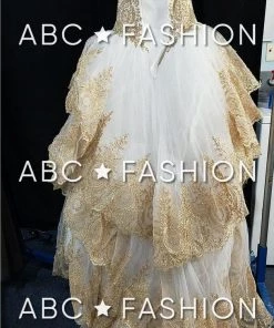 Gold Applique Off Shoulder Quinceanera Dress By House Of Wu 26934